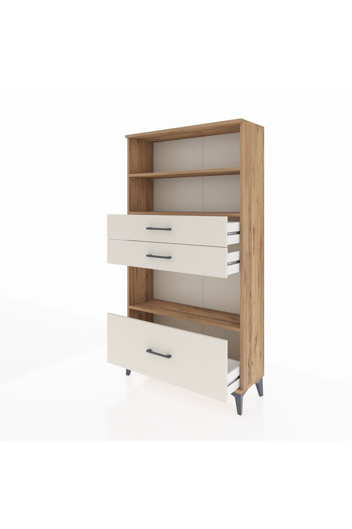 Arges Dolap 3 Raflı 3 Çekmeceli 88x30x163 Çam-Aytaşı