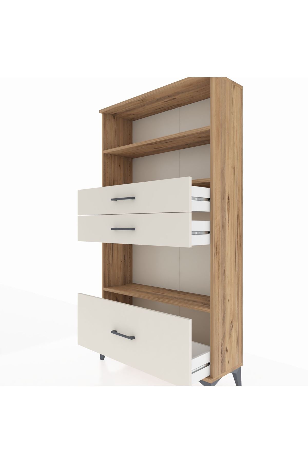 Arges Dolap 3 Raflı 3 Çekmeceli 88x30x163 Çam-Aytaşı