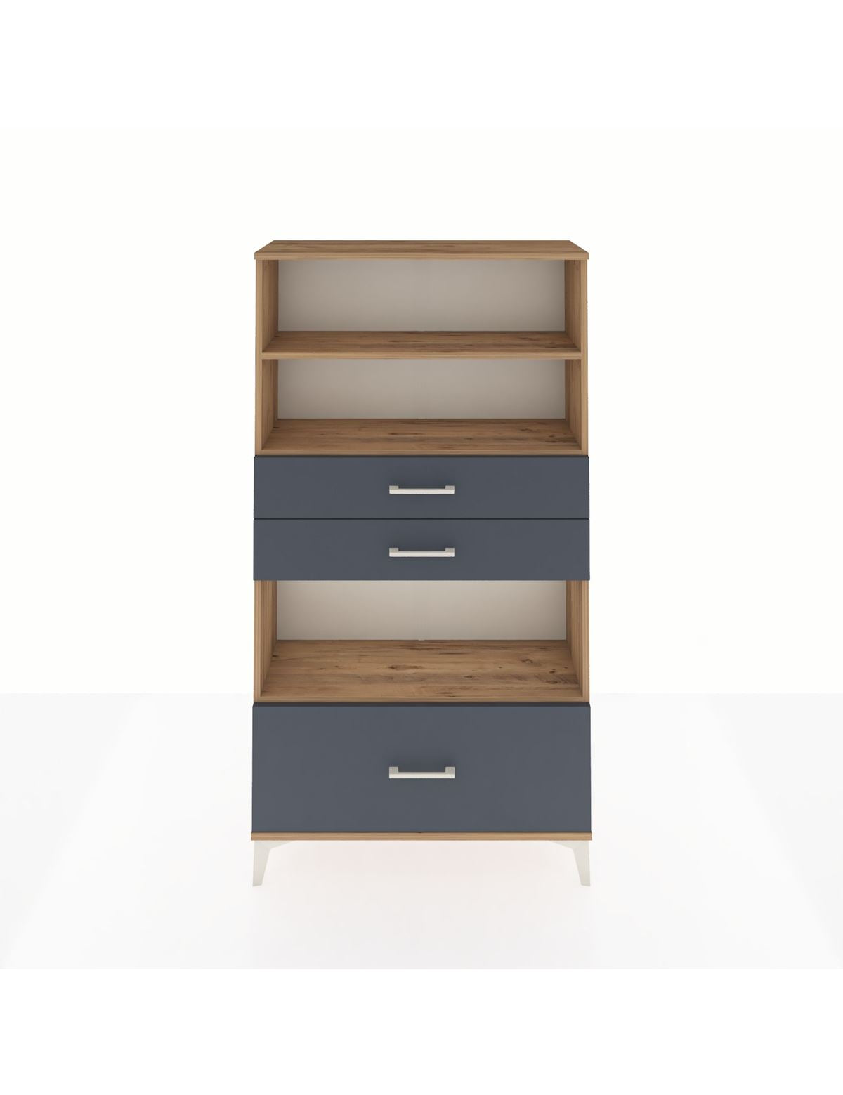 Arges Dolap 3 Raflı 3 Çekmeceli 88x30x163 Çam-Antrasit