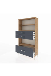 Arges Dolap 3 Raflı 3 Çekmeceli 88x30x163 Çam-Antrasit