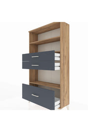 Arges Dolap 3 Raflı 3 Çekmeceli 88x30x163 Çam-Antrasit