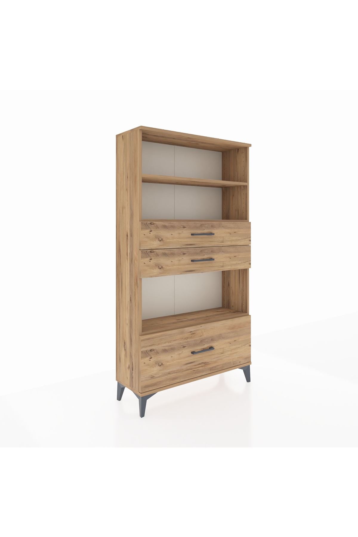 Arges Dolap 3 Raflı 3 Çekmeceli 88x30x163 Çam-Çam