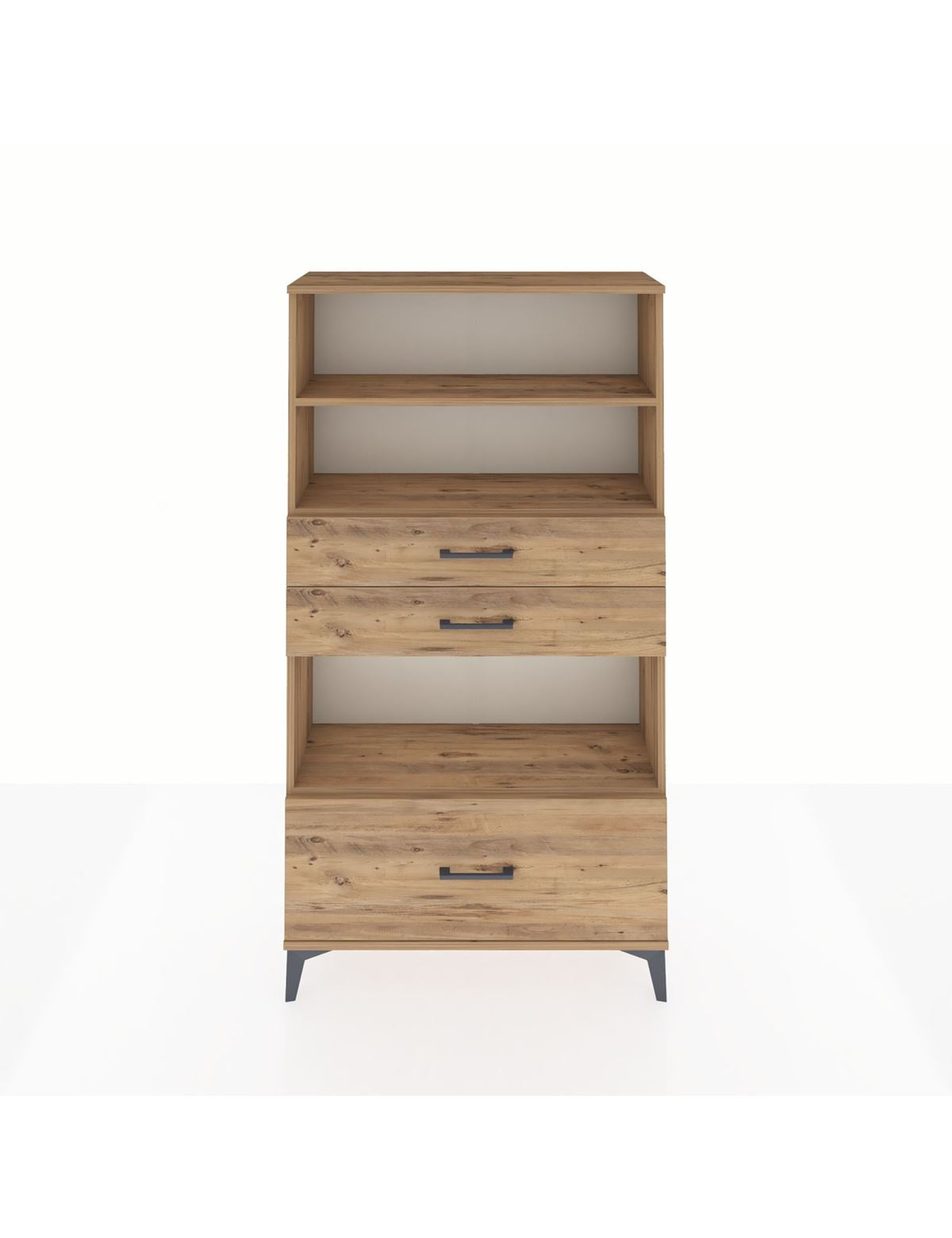 Arges Dolap 3 Raflı 3 Çekmeceli 88x30x163 Çam-Çam