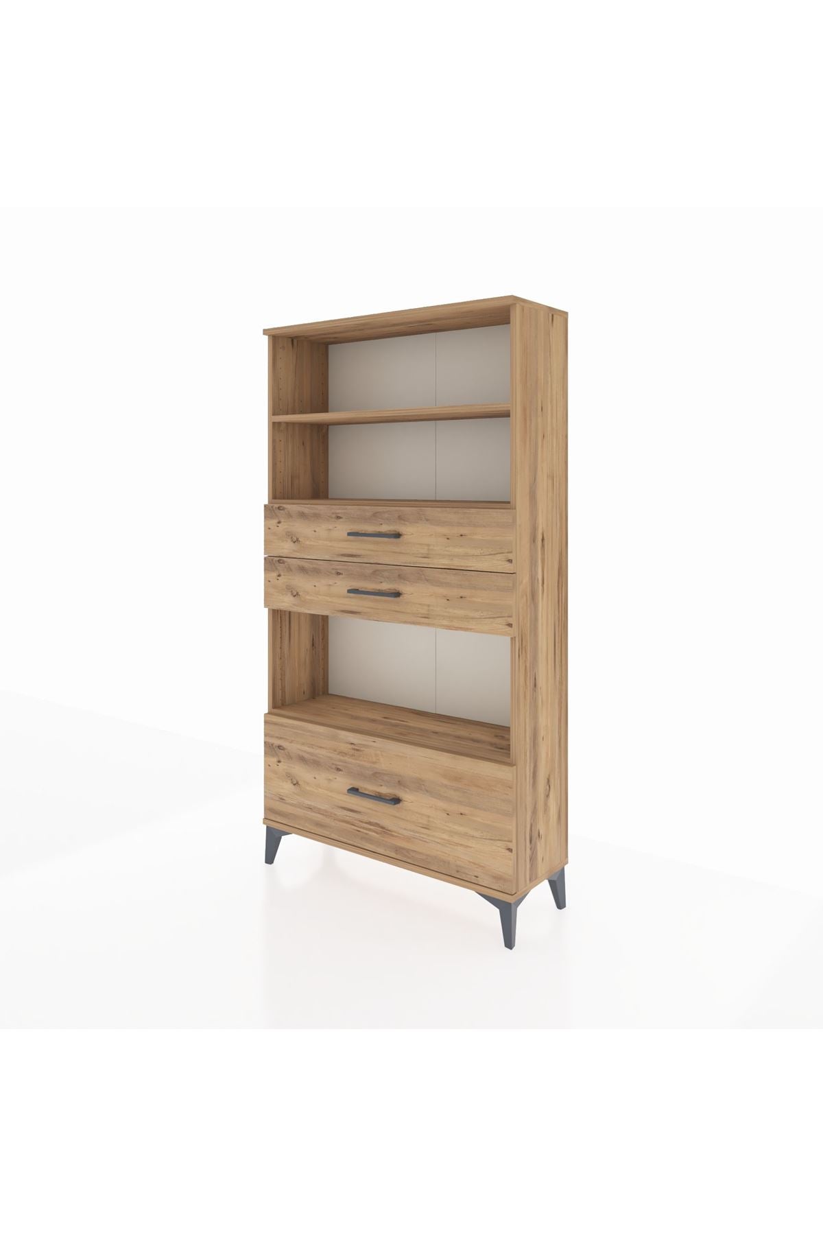 Arges Dolap 3 Raflı 3 Çekmeceli 88x30x163 Çam-Çam