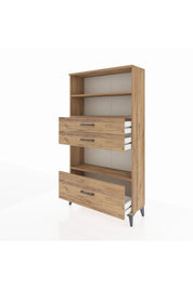 Arges Dolap 3 Raflı 3 Çekmeceli 88x30x163 Çam-Çam