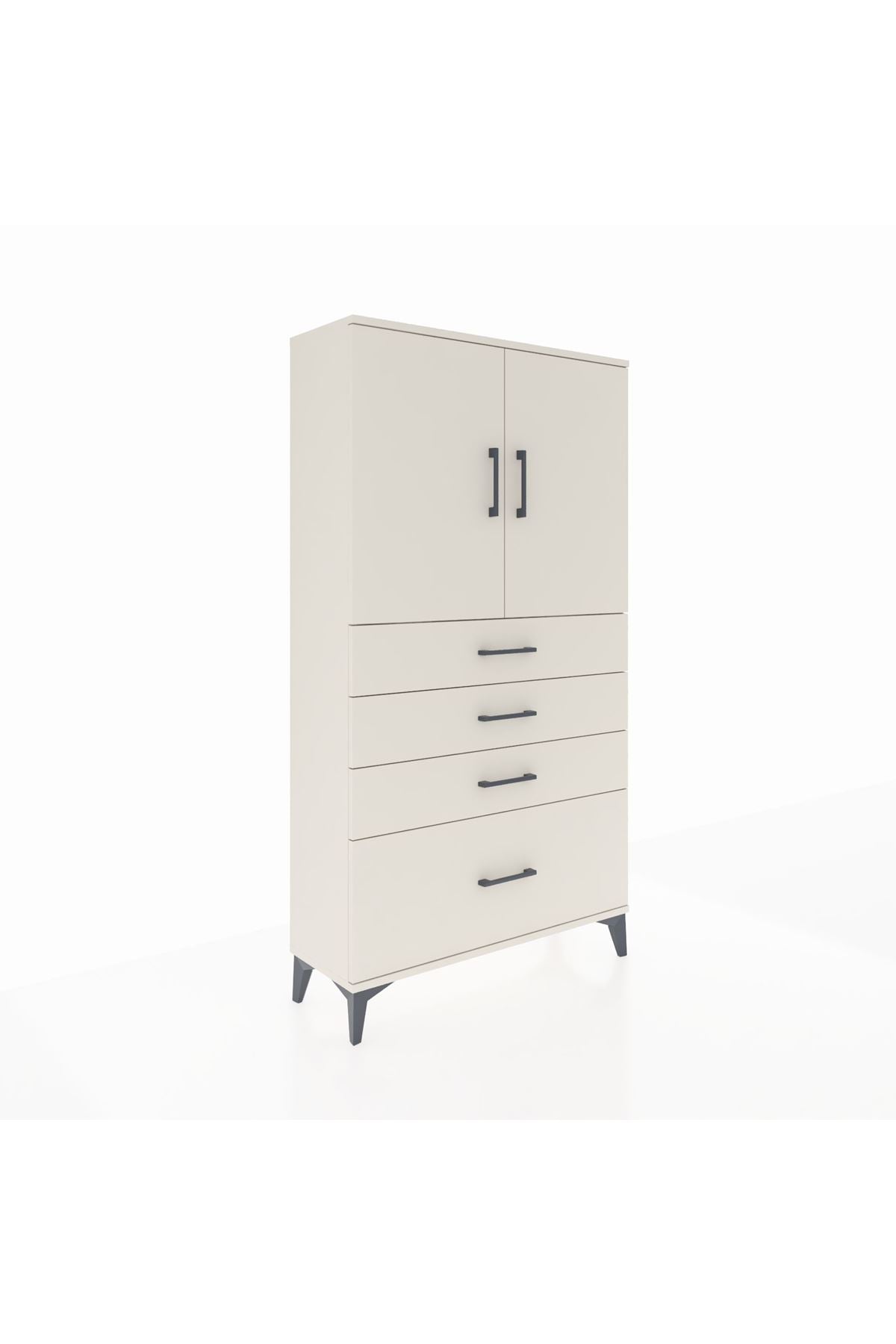 Arges Dolap 2 Raflı 4 Çekmeceli 2 Kapaklı 88x30x163 Aytaşı-Aytaşı