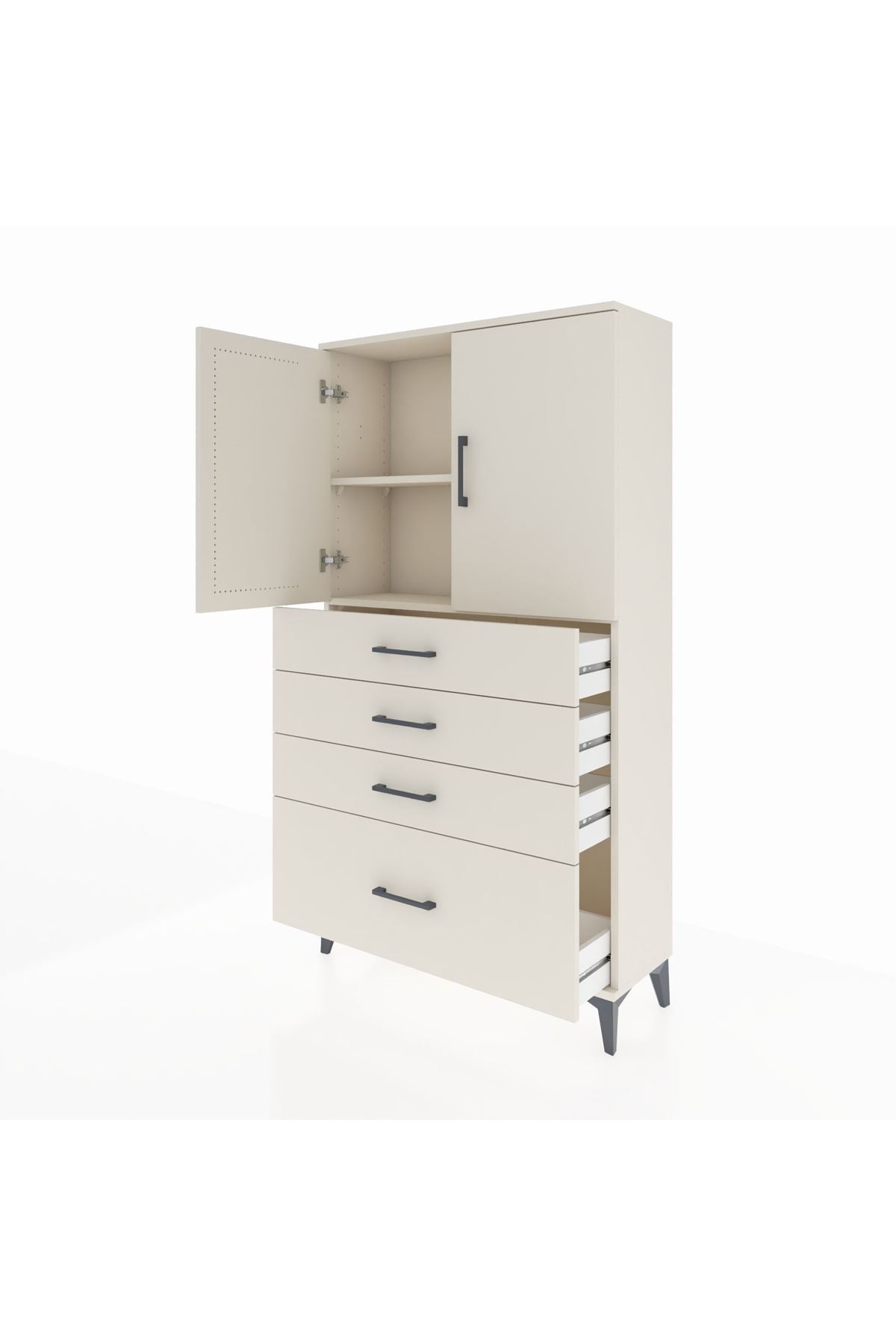 Arges Dolap 2 Raflı 4 Çekmeceli 2 Kapaklı 88x30x163 Aytaşı-Aytaşı