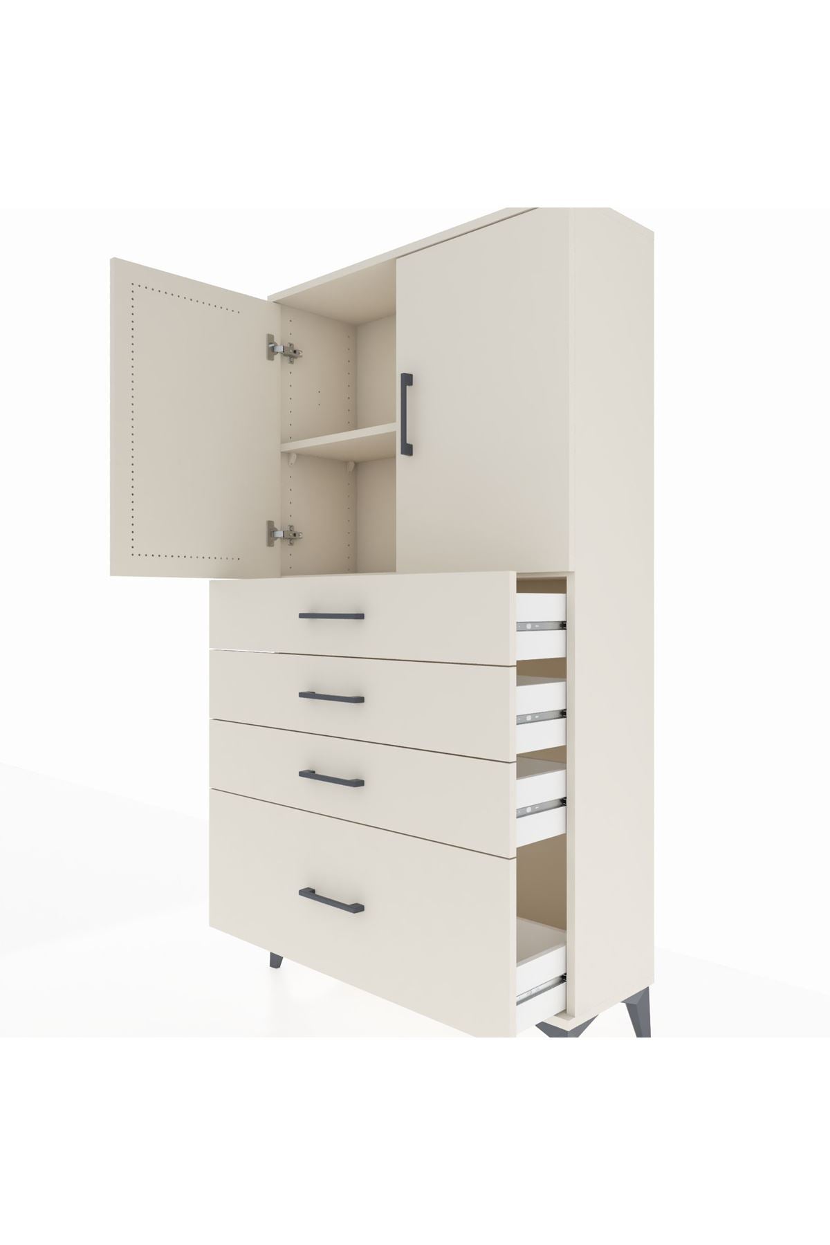 Arges Dolap 2 Raflı 4 Çekmeceli 2 Kapaklı 88x30x163 Aytaşı-Aytaşı