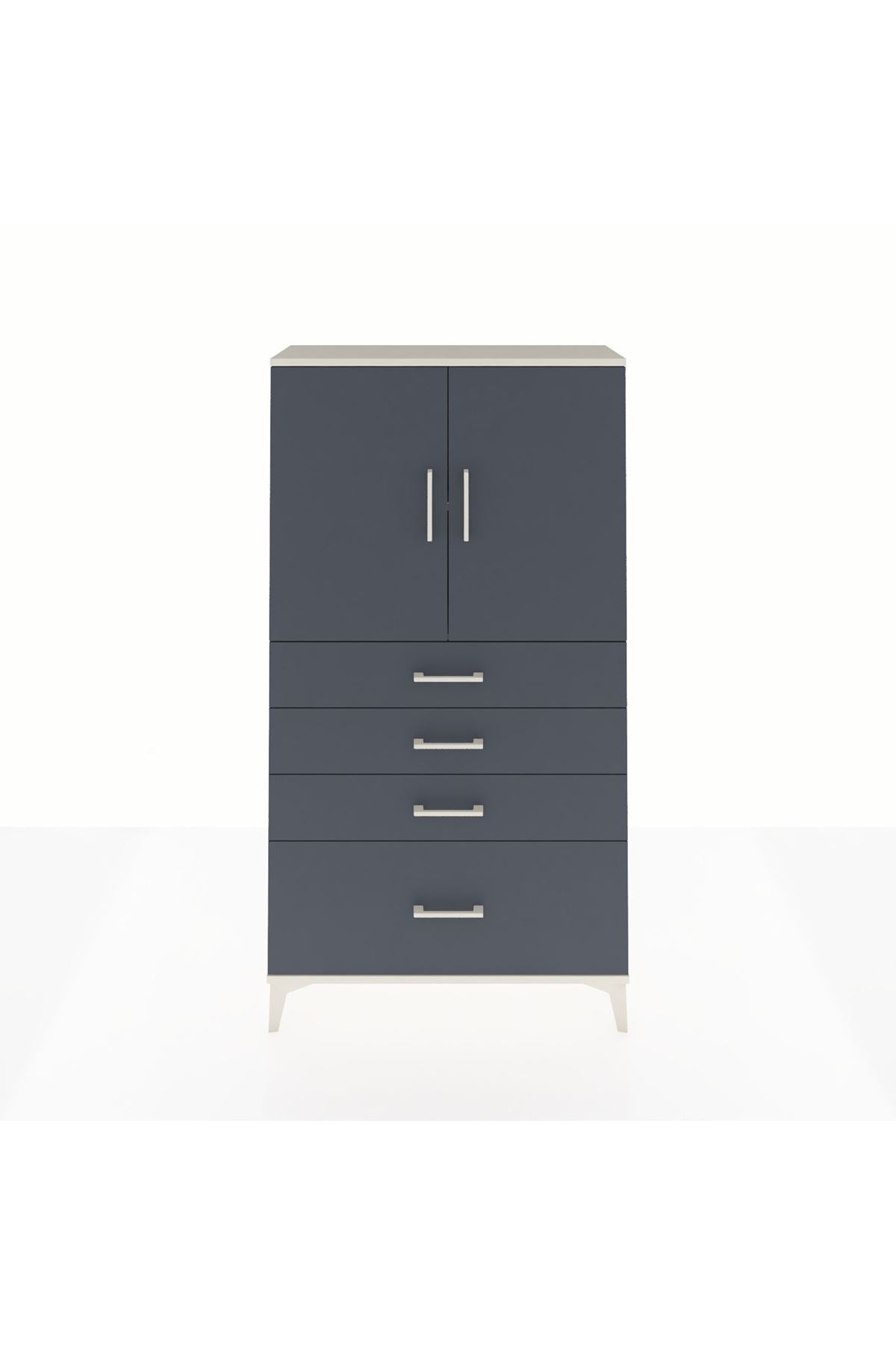 Arges Dolap 2 Raflı 4 Çekmeceli 2 Kapaklı 88x30x163 Aytaşı-Antrasit