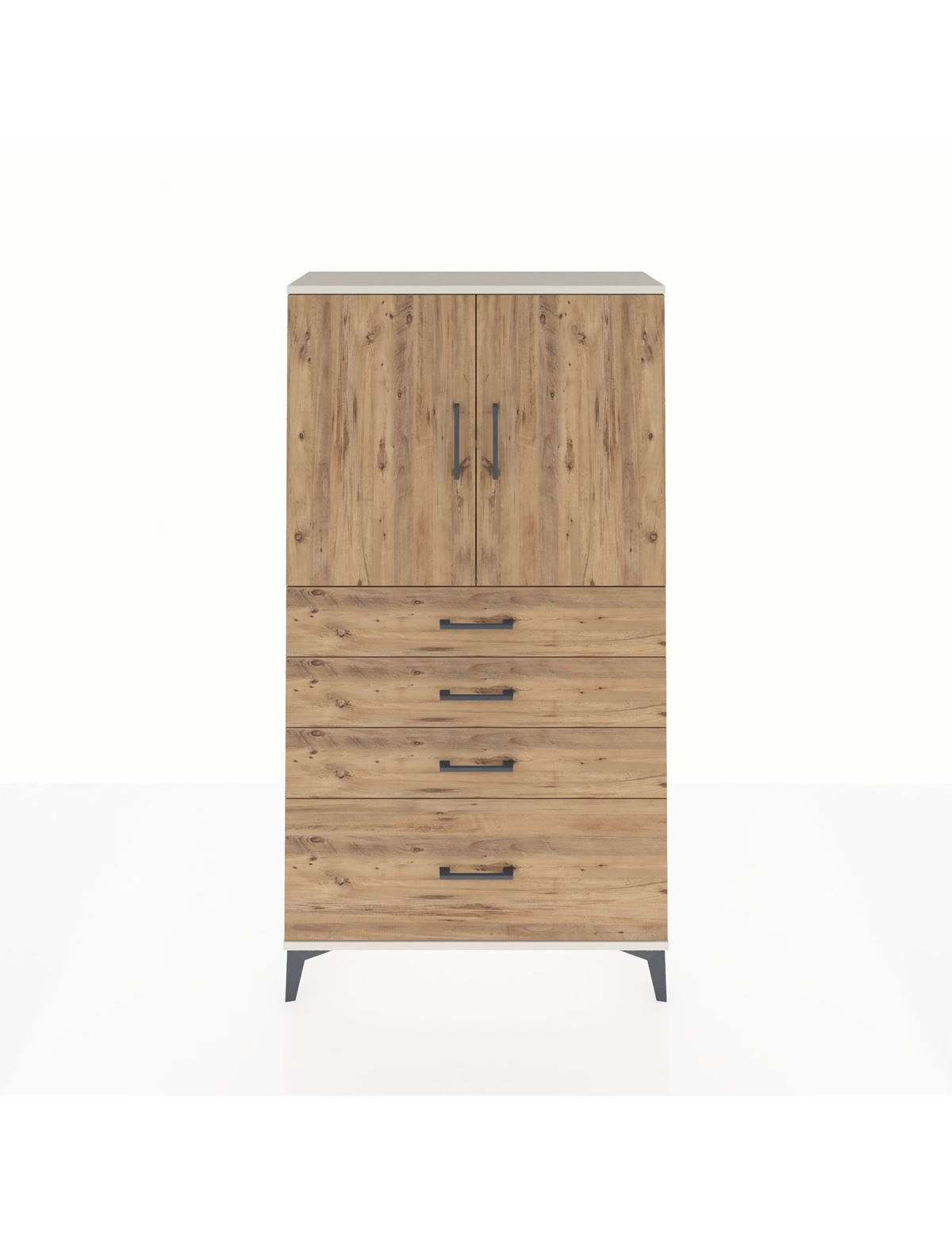 Arges Dolap 2 Raflı 4 Çekmeceli 2 Kapaklı 88x30x163 Aytaşı-Çam