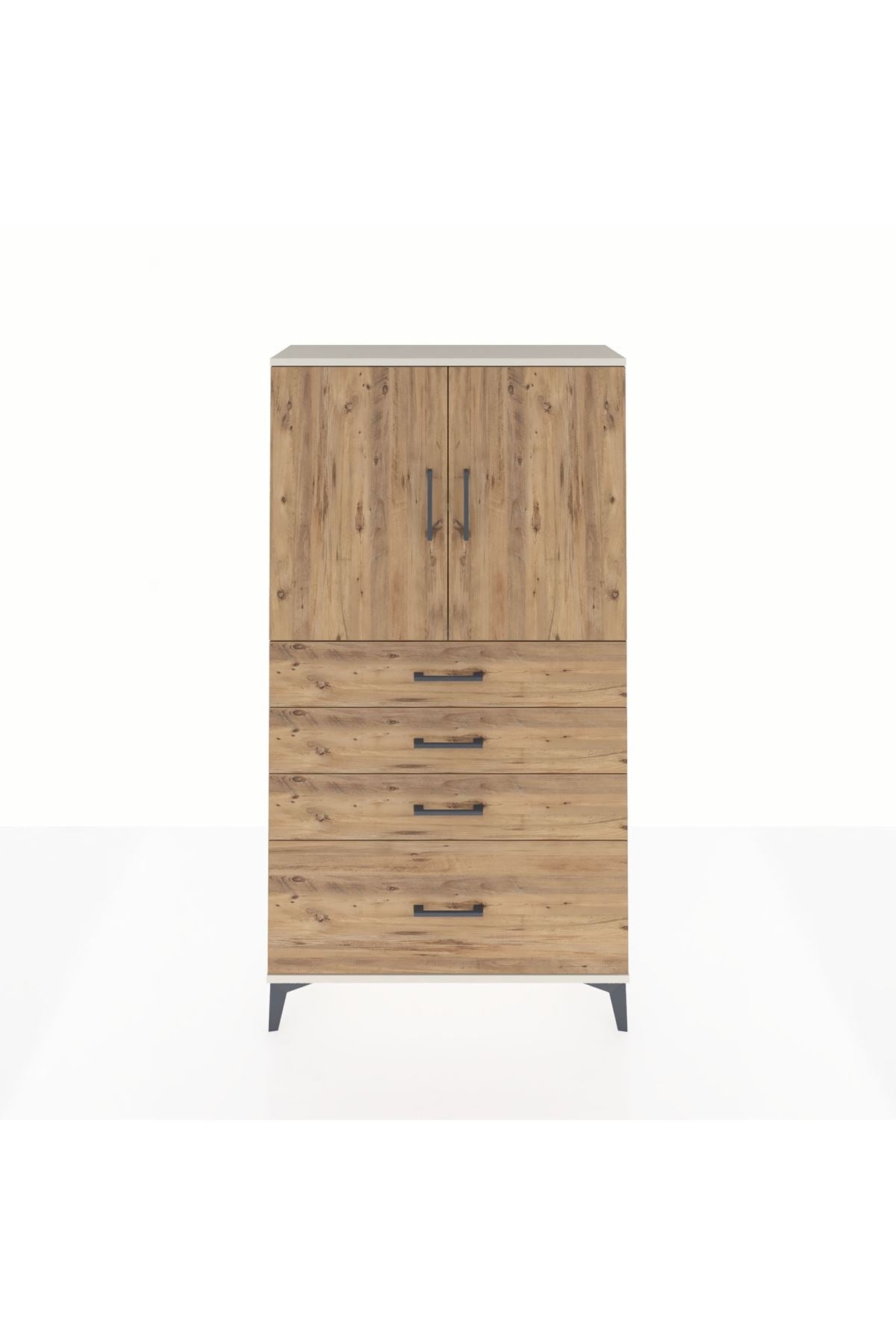 Arges Dolap 2 Raflı 4 Çekmeceli 2 Kapaklı 88x30x163 Aytaşı-Çam