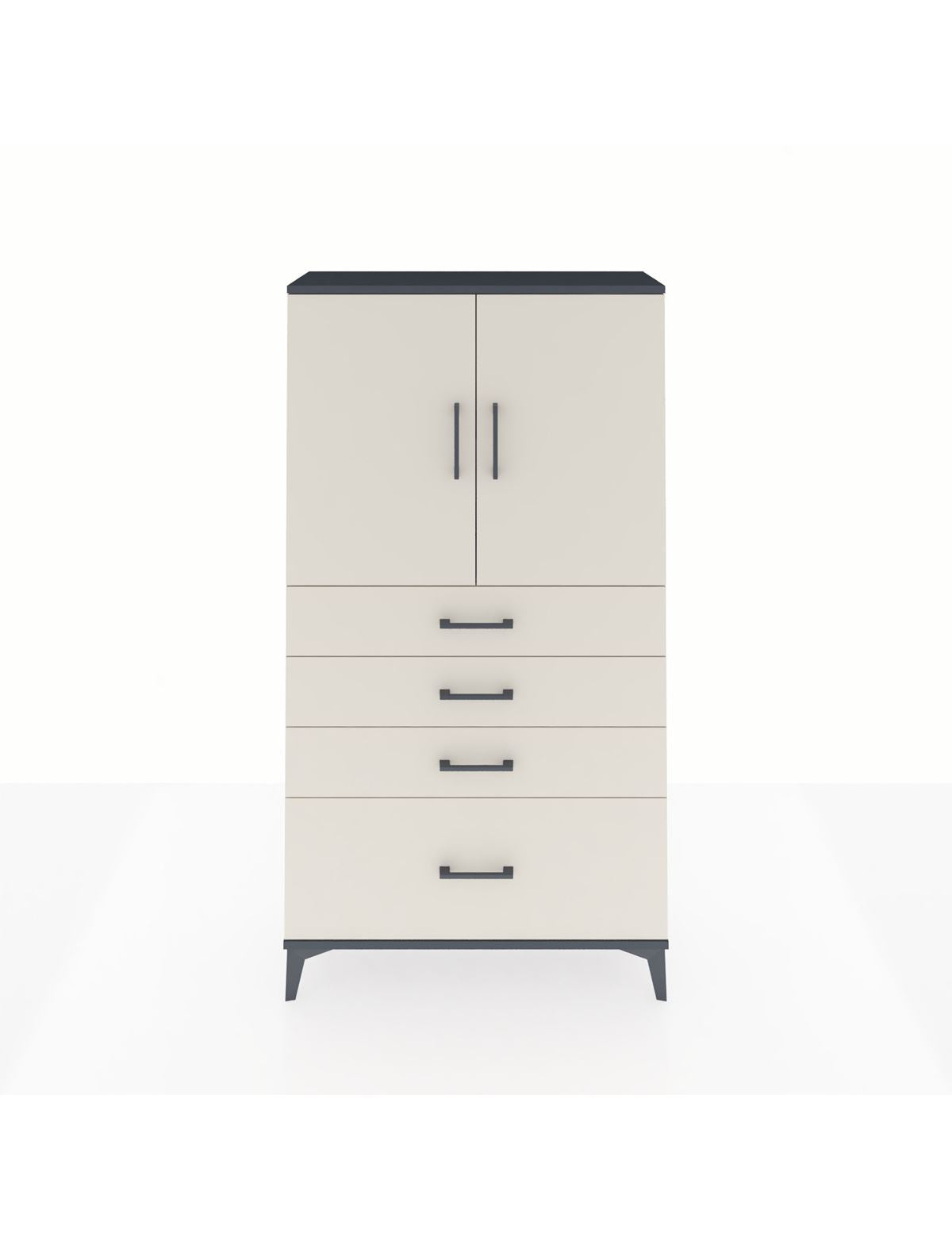 Arges Dolap 2 Raflı 4 Çekmeceli 2 Kapaklı 88x30x163 Antrasit-Aytaşı