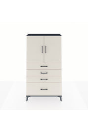 Arges Dolap 2 Raflı 4 Çekmeceli 2 Kapaklı 88x30x163 Antrasit-Aytaşı