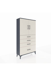 Arges Dolap 2 Raflı 4 Çekmeceli 2 Kapaklı 88x30x163 Antrasit-Aytaşı
