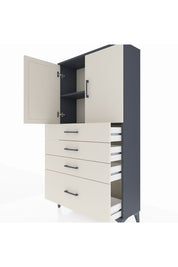 Arges Dolap 2 Raflı 4 Çekmeceli 2 Kapaklı 88x30x163 Antrasit-Aytaşı