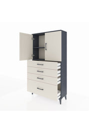 Arges Dolap 2 Raflı 4 Çekmeceli 2 Kapaklı 88x30x163 Antrasit-Aytaşı