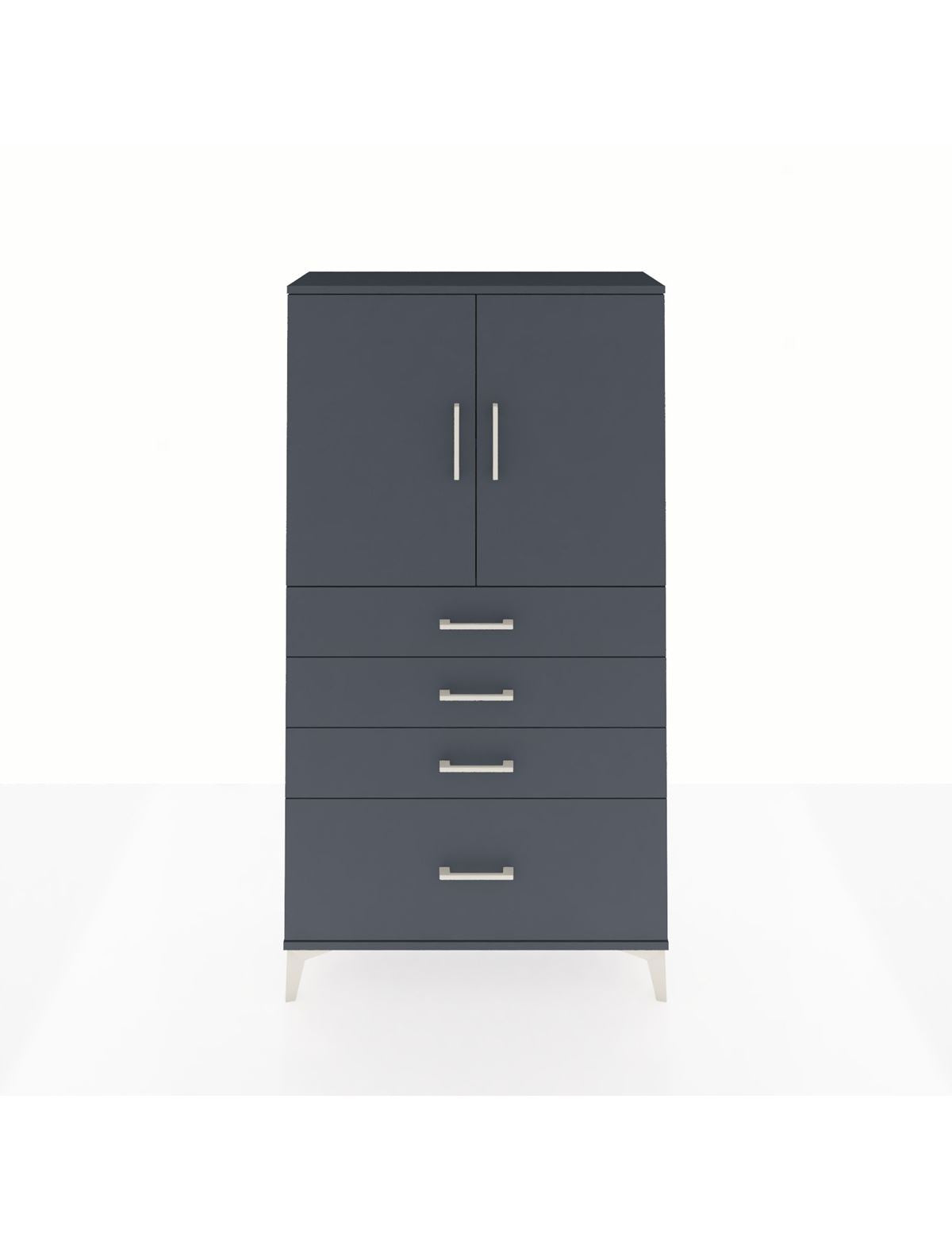 Arges Dolap 2 Raflı 4 Çekmeceli 2 Kapaklı 88x30x163 Antrasit-Antrasit