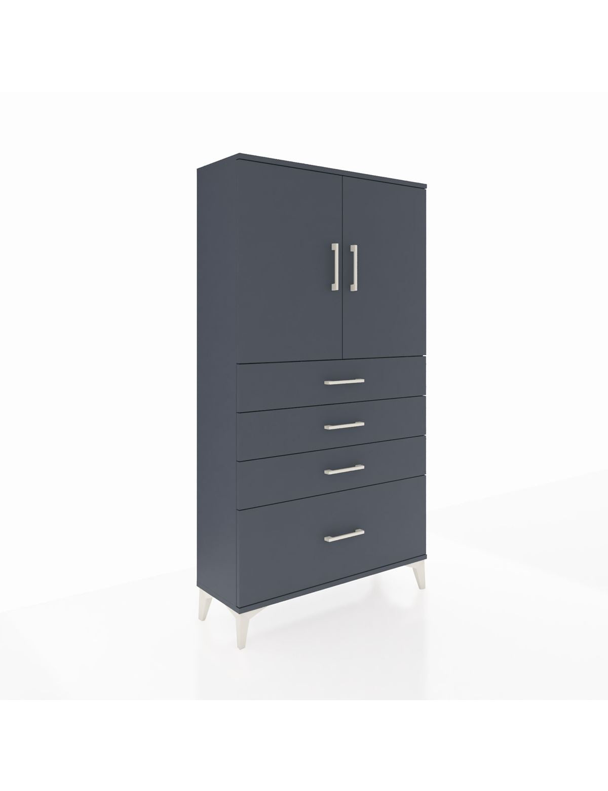 Arges Dolap 2 Raflı 4 Çekmeceli 2 Kapaklı 88x30x163 Antrasit-Antrasit