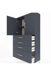 Arges Dolap 2 Raflı 4 Çekmeceli 2 Kapaklı 88x30x163 Antrasit-Antrasit