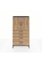 Arges Dolap 2 Raflı 4 Çekmeceli 2 Kapaklı 88x30x163 Antrasit-Çam