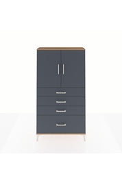 Arges Dolap 2 Raflı 4 Çekmeceli 2 Kapaklı 88x30x163 Çam-Antrasit