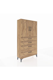 Arges Dolap 2 Raflı 4 Çekmeceli 2 Kapaklı 88x30x163 Çam-Çam