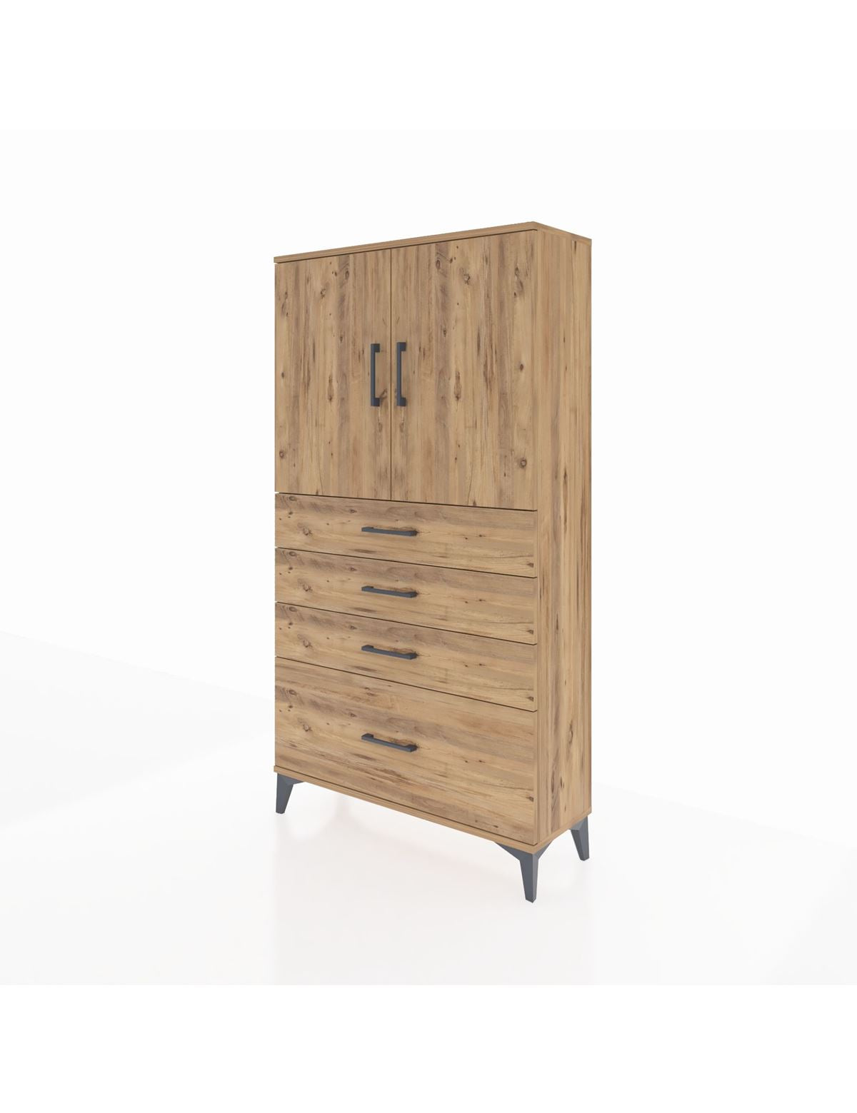 Arges Dolap 2 Raflı 4 Çekmeceli 2 Kapaklı 88x30x163 - S21M011V9A