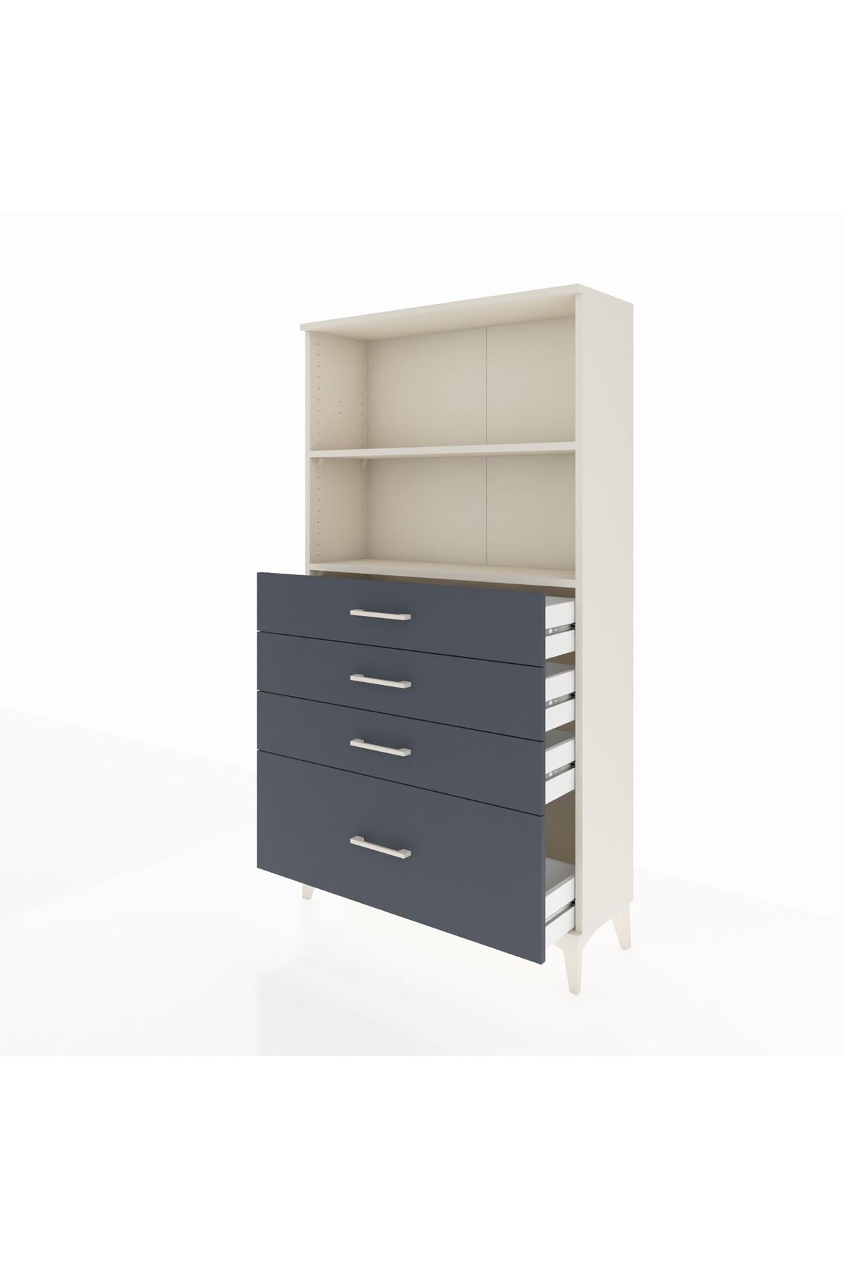 Arges Dolap 2 Raflı 4 Çekmeceli 88x30x163 Aytaşı-Antrasit