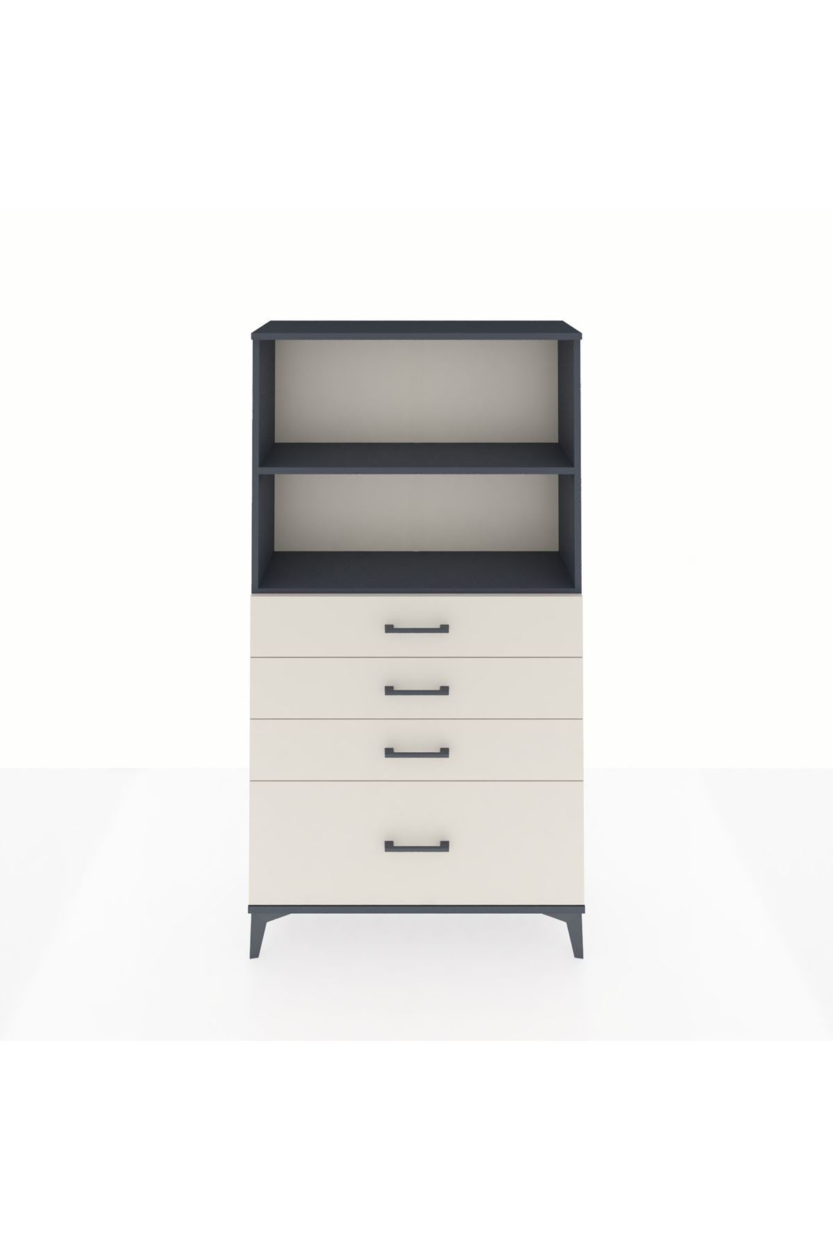 Arges Dolap 2 Raflı 4 Çekmeceli 88x30x163 Antrasit-Aytaşı