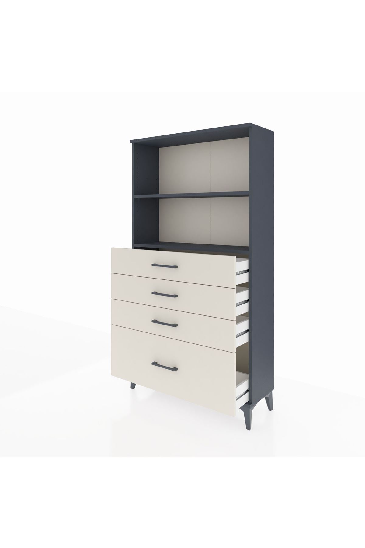 Arges Dolap 2 Raflı 4 Çekmeceli 88x30x163 Antrasit-Aytaşı