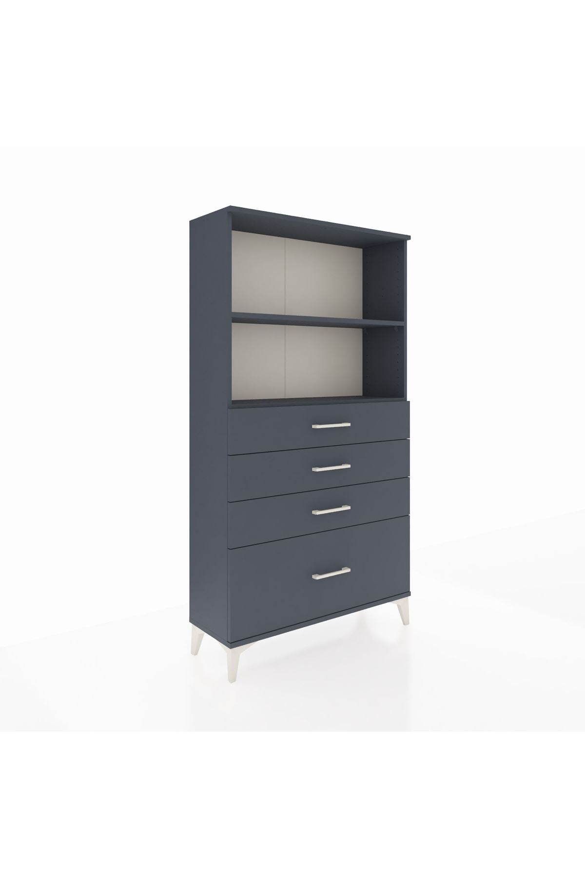 Arges Dolap 2 Raflı 4 Çekmeceli 88x30x163 Antrasit-Antrasit