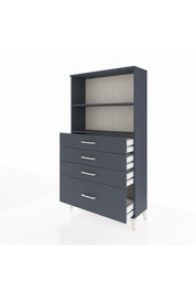 Arges Dolap 2 Raflı 4 Çekmeceli 88x30x163 Antrasit-Antrasit