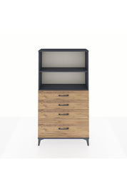 Arges Dolap 2 Raflı 4 Çekmeceli 88x30x163 Antrasit-Çam