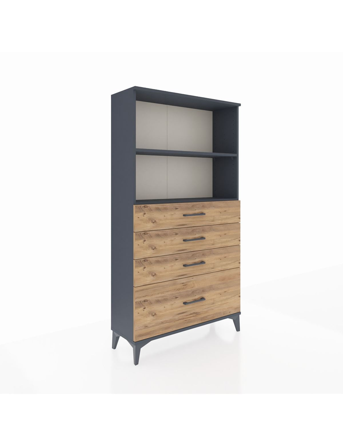 Arges Dolap 2 Raflı 4 Çekmeceli 88x30x163 Antrasit-Çam