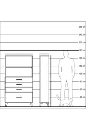 Arges Dolap 2 Raflı 4 Çekmeceli 88x30x163 Antrasit-Çam