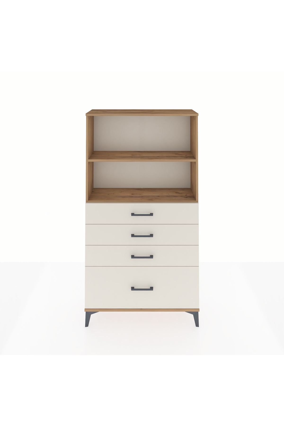 Arges Dolap 2 Raflı 4 Çekmeceli 88x30x163 Çam-Aytaşı