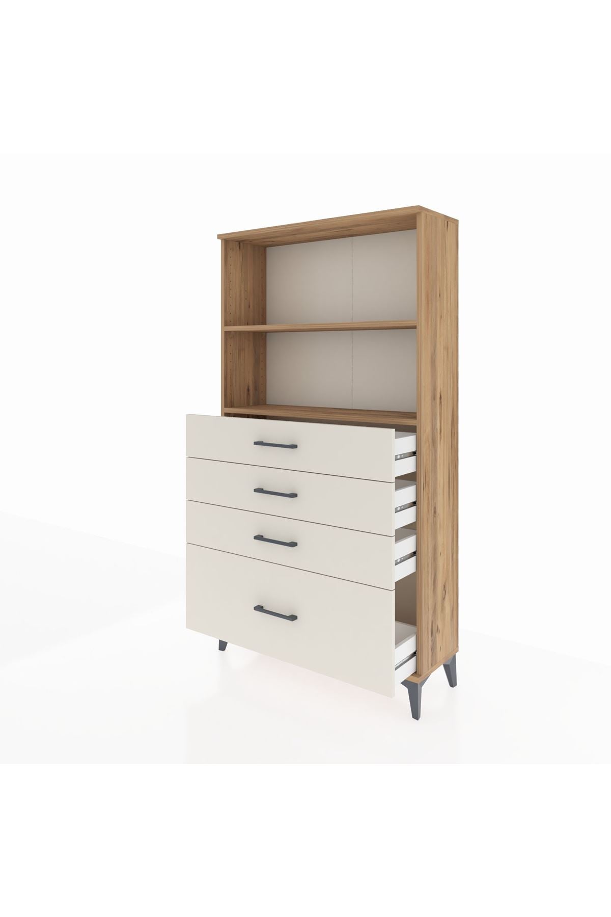 Arges Dolap 2 Raflı 4 Çekmeceli 88x30x163 Çam-Aytaşı