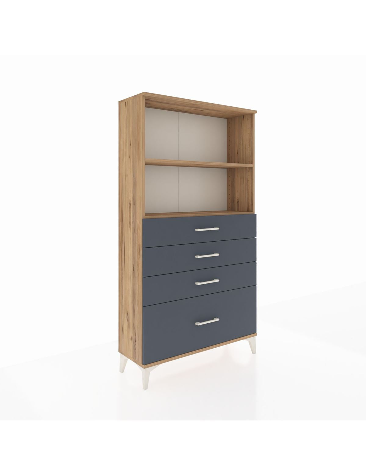 Arges Dolap 2 Raflı 4 Çekmeceli 88x30x163 Çam-Antrasit