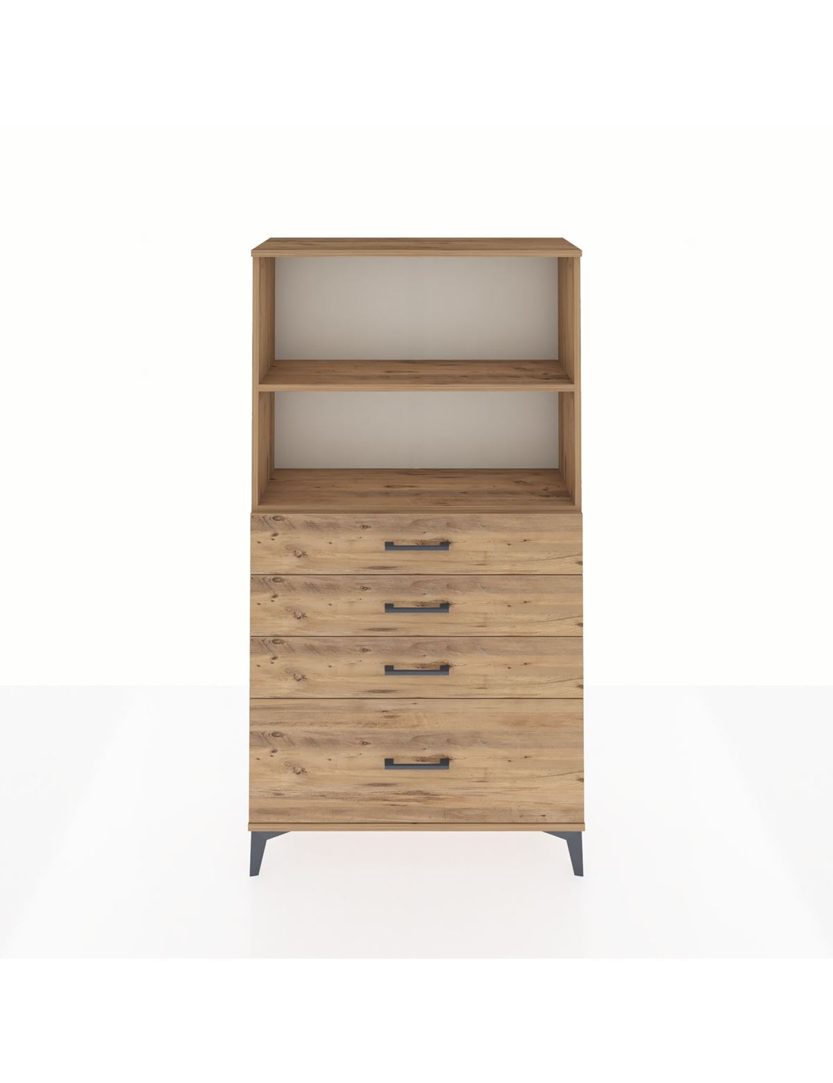 Arges Dolap 2 Raflı 4 Çekmeceli 88x30x163 Çam-Çam