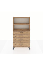 Arges Dolap 2 Raflı 4 Çekmeceli 88x30x163 Çam-Çam