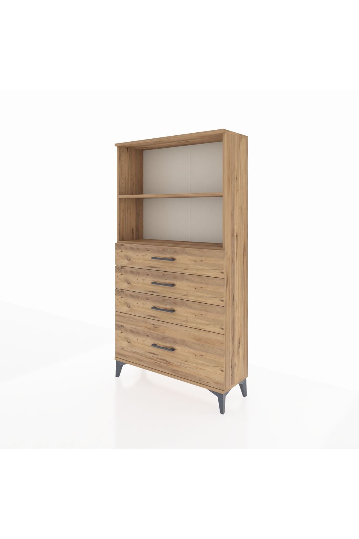 Arges Dolap 2 Raflı 4 Çekmeceli 88x30x163 Çam-Çam