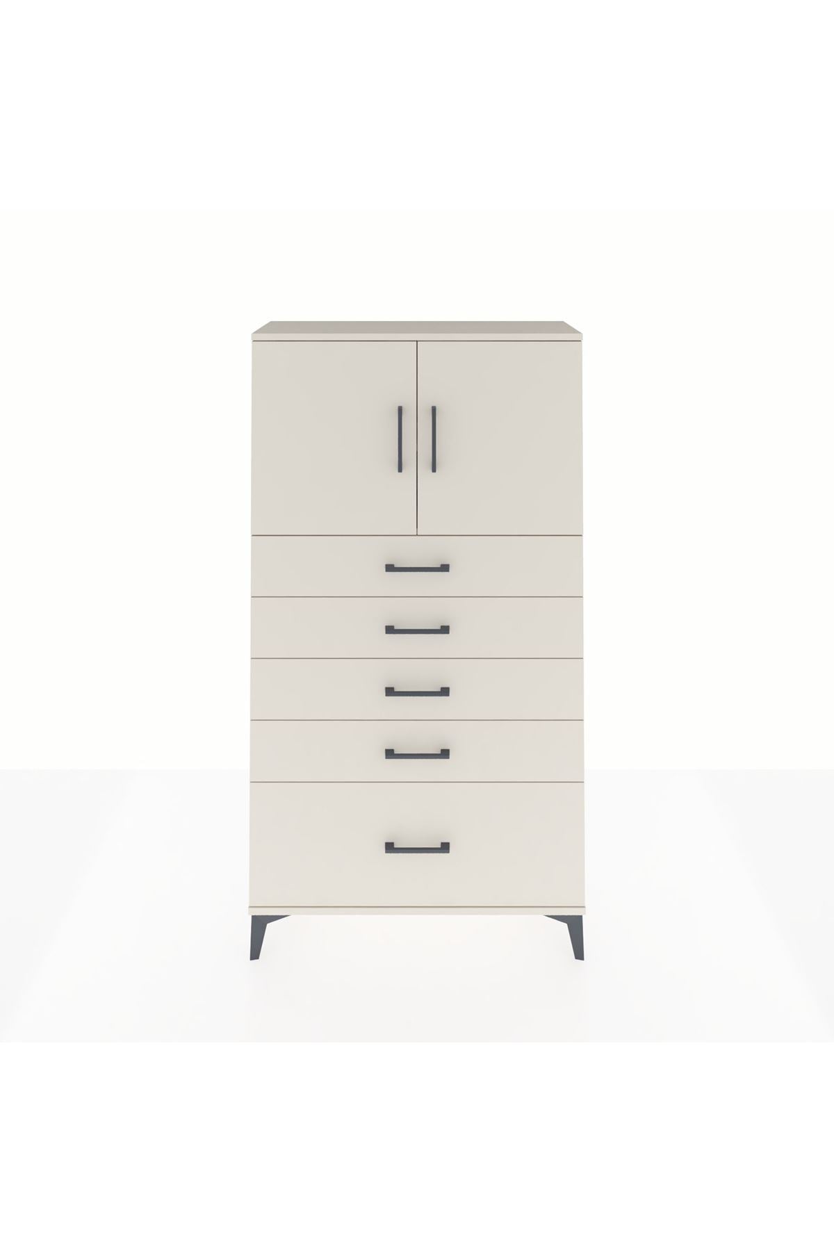 Arges Dolap 2 Raflı 5 Çekmeceli 2 Kapaklı 88x30x163 Aytaşı-Aytaşı