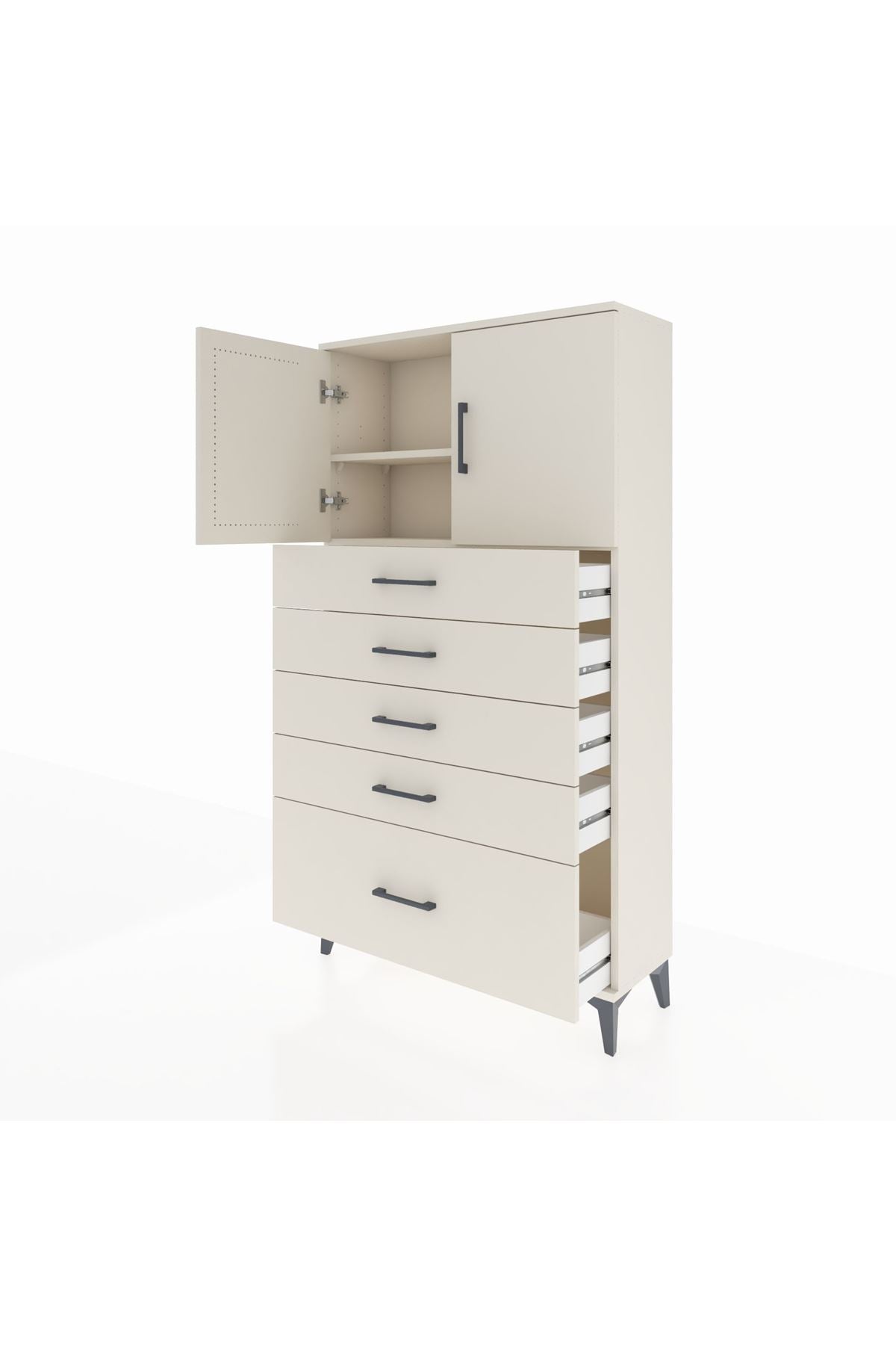 Arges Dolap 2 Raflı 5 Çekmeceli 2 Kapaklı 88x30x163 Aytaşı-Aytaşı