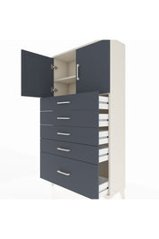 Arges Dolap 2 Raflı 5 Çekmeceli 2 Kapaklı 88x30x163 Aytaşı-Antrasit