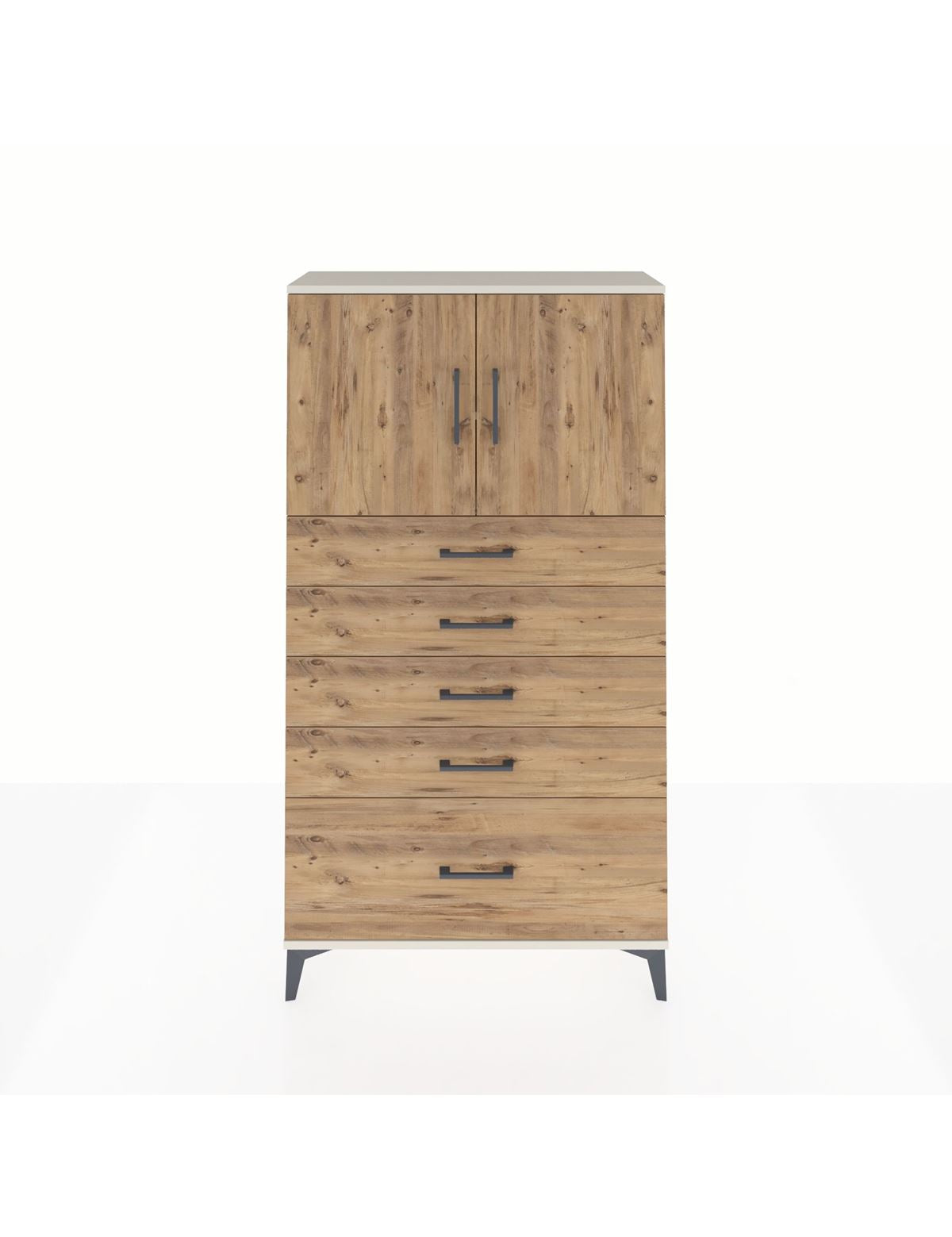 Arges Dolap 2 Raflı 5 Çekmeceli 2 Kapaklı 88x30x163 Aytaşı-Çam