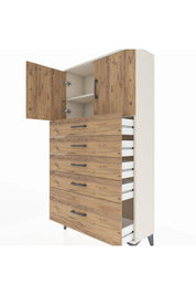 Arges Dolap 2 Raflı 5 Çekmeceli 2 Kapaklı 88x30x163 Aytaşı-Çam