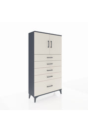 Arges Dolap 2 Raflı 5 Çekmeceli 2 Kapaklı 88x30x163 Antrasit-Aytaşı