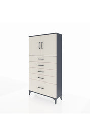 Arges Dolap 2 Raflı 5 Çekmeceli 2 Kapaklı 88x30x163 Antrasit-Aytaşı
