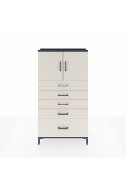 Arges Dolap 2 Raflı 5 Çekmeceli 2 Kapaklı 88x30x163 Antrasit-Aytaşı