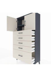 Arges Dolap 2 Raflı 5 Çekmeceli 2 Kapaklı 88x30x163 Antrasit-Aytaşı